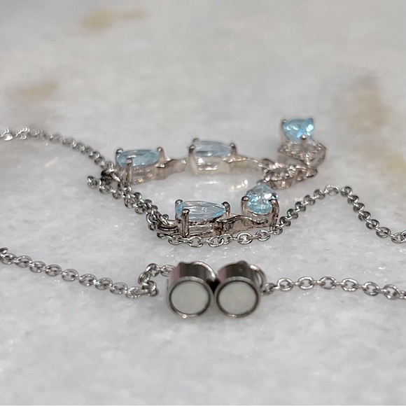 Sky Blue Topaz Sterling Silver Y Drop Necklace - Picture 8 of 10
